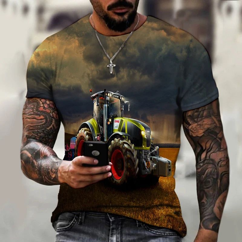 

Summer Fashion 3D Printing New Car Tractor T-shirt Men's Hip Hop Casual Streetwear Boy T-shirt Men's T-shirt Top Men's Clothes
