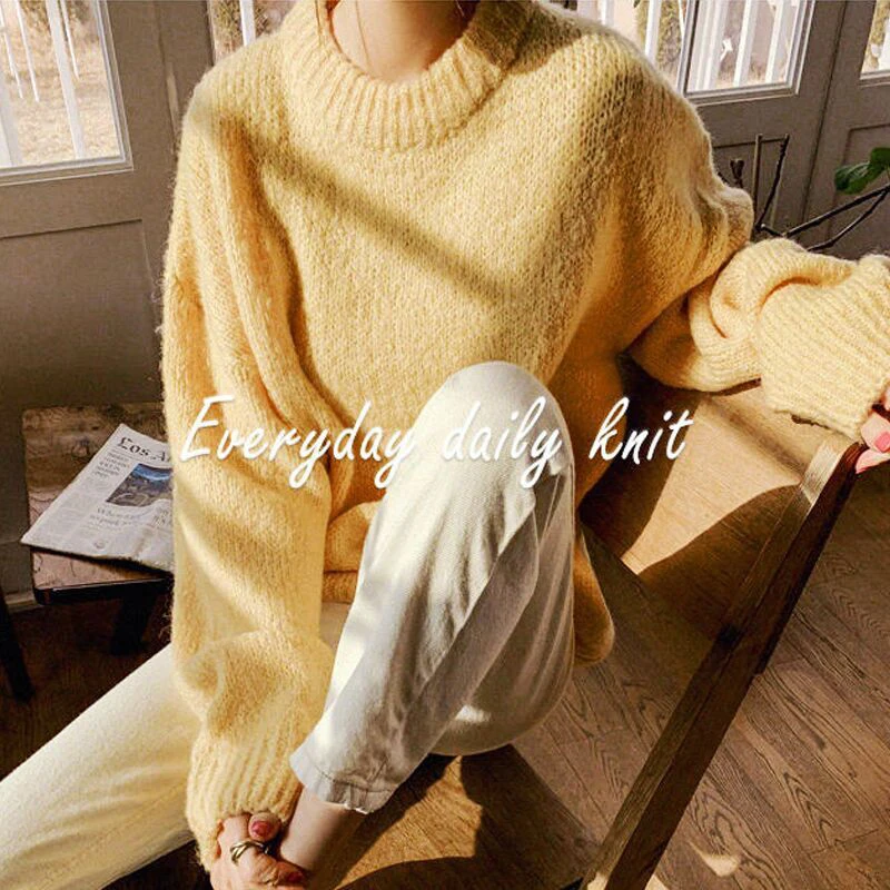 

Женский свитер с длинным рукавом, с круглым вырезом