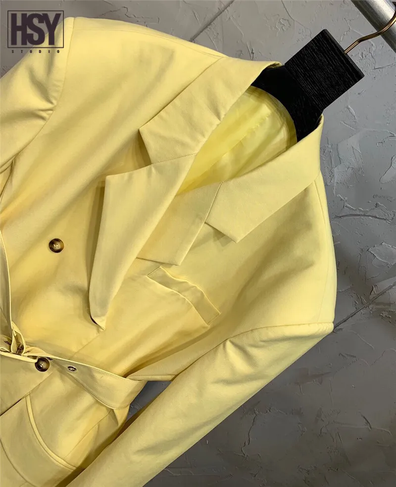 【Hsy】2019осенние новые модные женские пальто в западном стиле двубортный карман