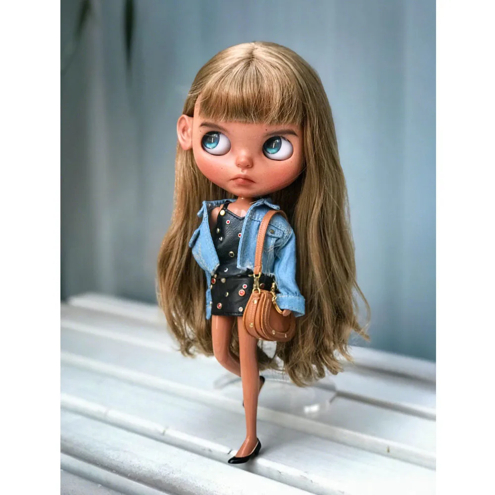 ICY 19 шарнир blyth кукла с макияж лица Коричневая кожа Сделай Сам короткие коричневые