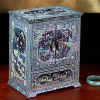 hand made abalone shell linlaid mosaic jewelry box storage lacquerware lacquer arts with lock 23 2x15 8x27 4cm wedding gift