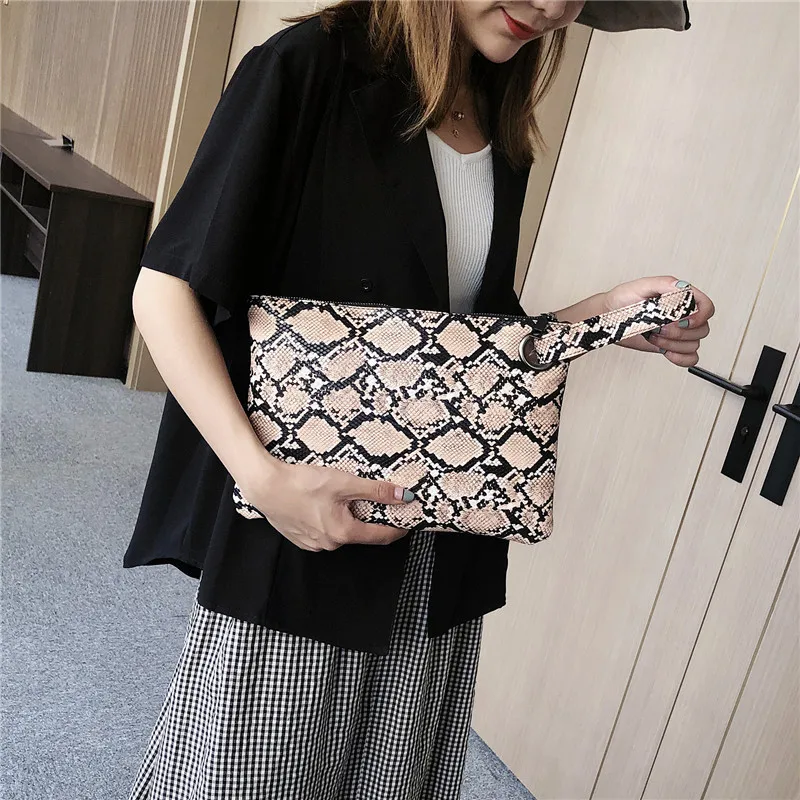Business Female Clutch Bag Fashion Snake texture Women Wallet Large Capacity Pu Leather Coin Purses Mobile Phone Cosmetics Pouch