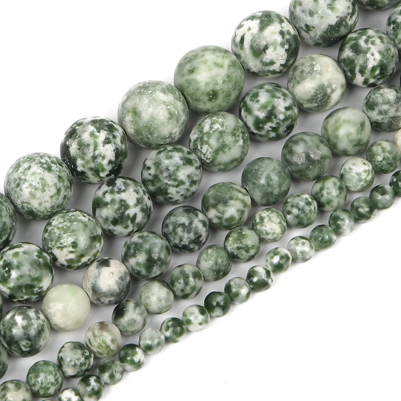 4-12 мм бусы из натурального камня Круглые Гладкие зеленый точечный камень