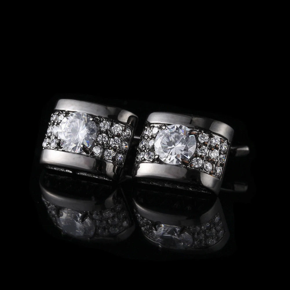 

1Pair Rhinestone Mens Cufflinks Shirt Cuff Links Wedding Party Gift