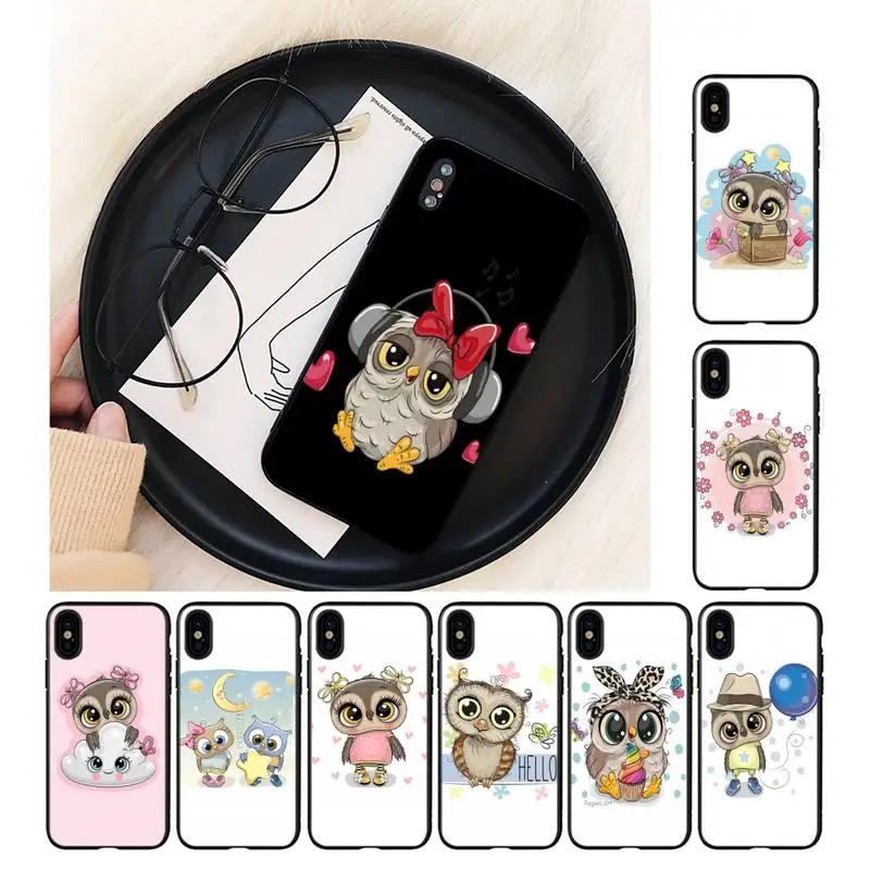 

Lovely Animal Owl Phone Case For iPhone 11 8 7 6 6S Plus X XS MAX 5 5S SE 2020 XR 11 pro DIY Custom Cover