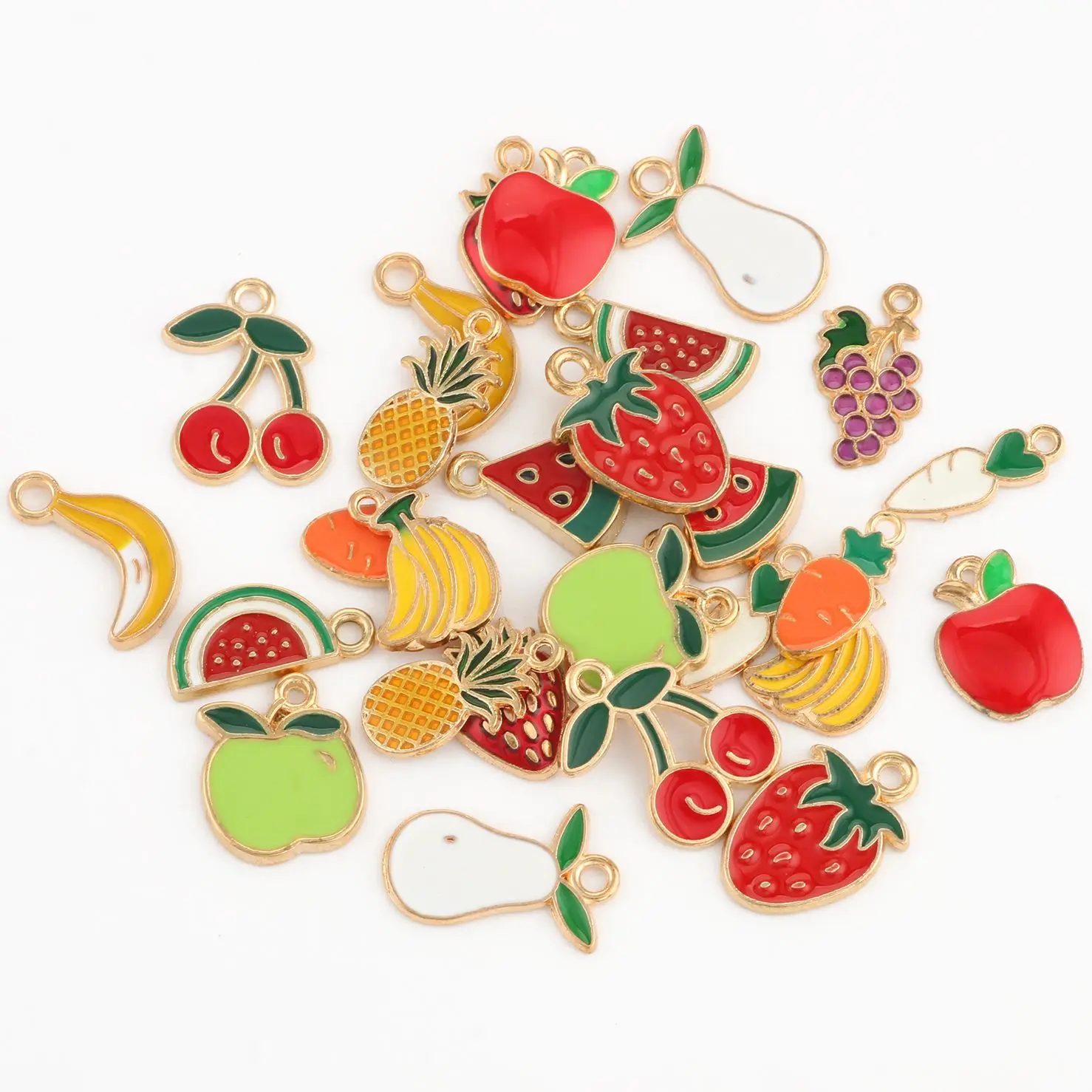 10 шт./лот эмалевые подвески для сережек ожерелий фрукты Клубника ананас банан