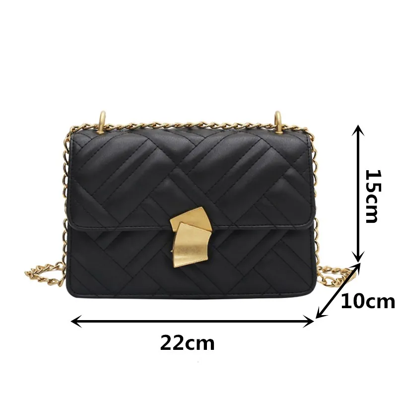 

Elegant Chain Women's Shoulder Bag Quality Leather Handbag Small Unique Lock Square Messenger Bag Lady Quilted Crossbody Bag Sac
