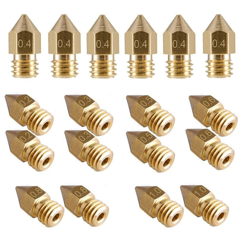 18 шт 3D принтеры насадки M6 экструдер латунная насадка печатающая головка (2x0 2 мм +