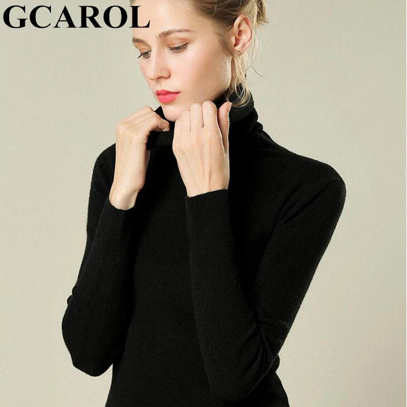 Женский свитер с хомутом GCAROL стрейчевый джемпер в стиле минимализма содержанием