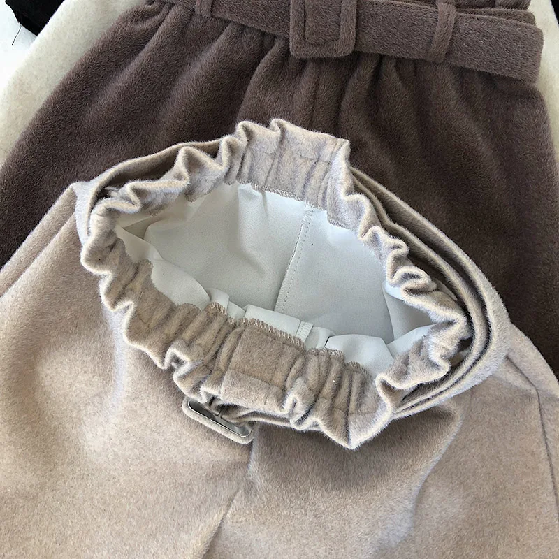 Женские однотонные шорты с поясом широкие брюки высокой талией женские зимние