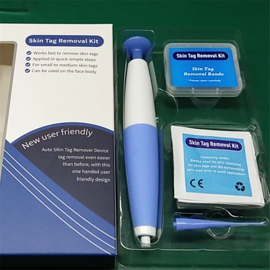 Auto Band Non Toxic Face Care Mole Wart Tool For Small To Medium Blue Skin Tag Removal Kit With Cleansing Swabs Home Use Adult |