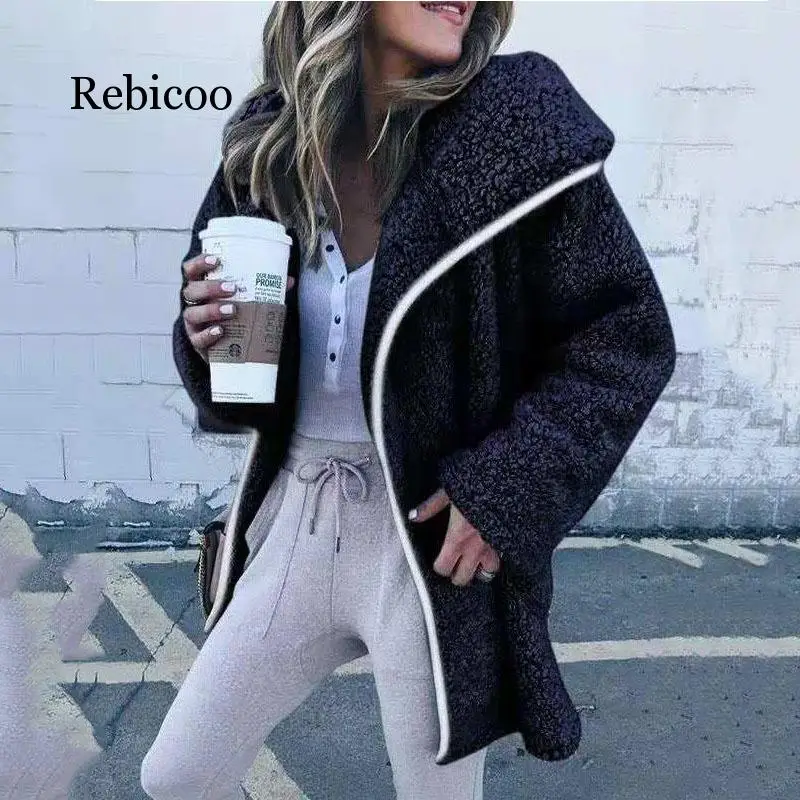 

2019 autumn explosion models Europe and the United States long-sleeved long plush windbreaker lamb fur coat sweater