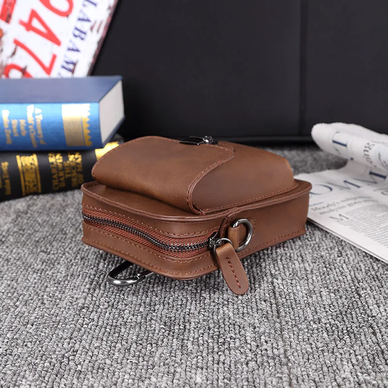 

2021 New mobile phone bag men's leather shoulder bag outdoor leisure mini bag
