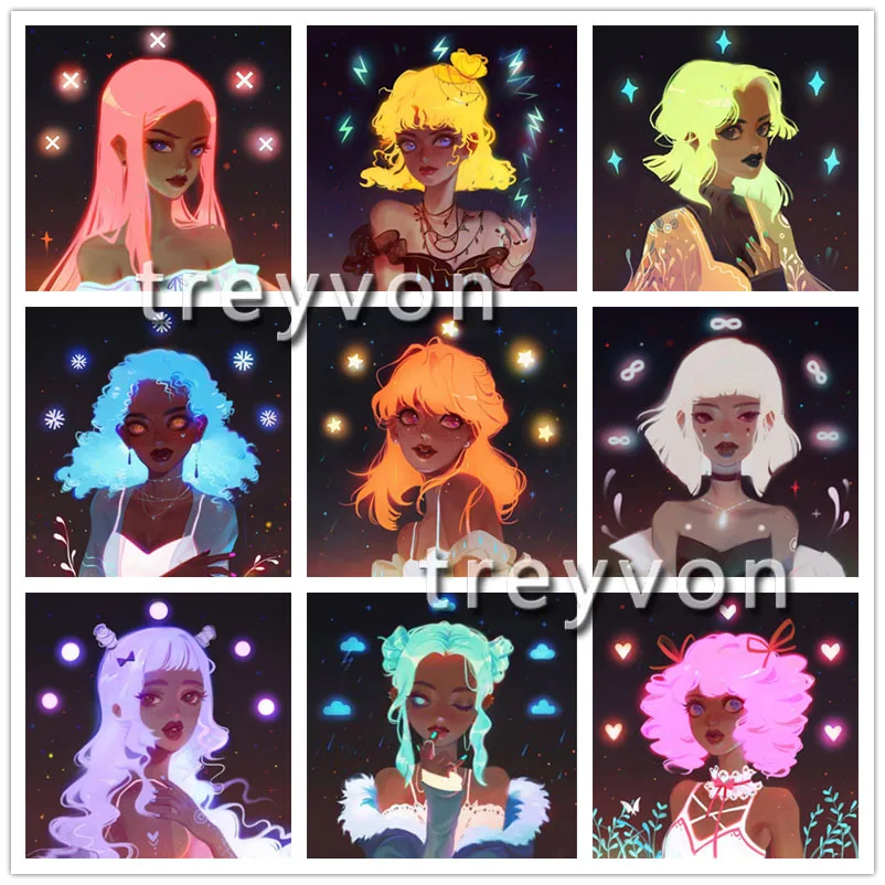 

5D Diy Diamond Painting Cartoon Girl Portrait Full Circle Diamond Embroidery Mosaic Kit HD Handmade Products Home Decoration