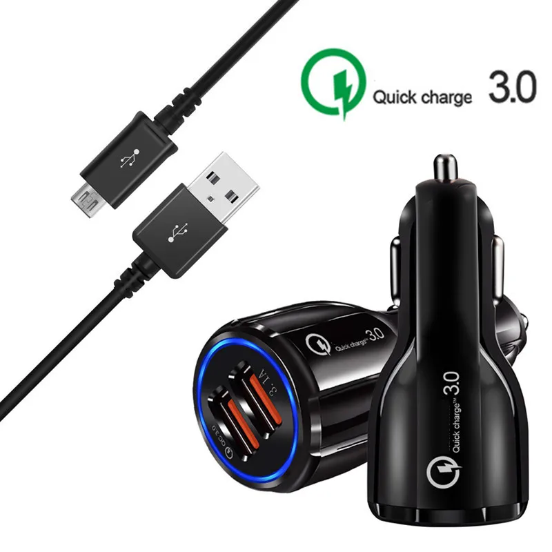 Car Charger 1M Cable Для samsung A7 A5 J7 J4 Plus J6 Micro USB кабель QC 3,0 автомобильный адаптер зарядное устройство для телефона для Xiaomi 6a Redmi 7a 5 Redmi Note 6 pro - Тип штекера: Car Charger 1M Cable