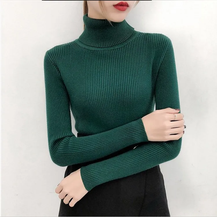 

Winter Knitted Jumper Tops turtleneck Pullovers Casual Sweaters Women Shirt Long Sleeve Tight Sweater Girls