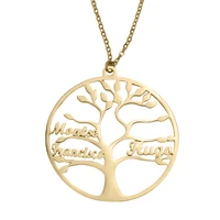 custom tree of life 1 6 names pendant family necklace stainless steel nameplate necklace for unisex jewelry family gift