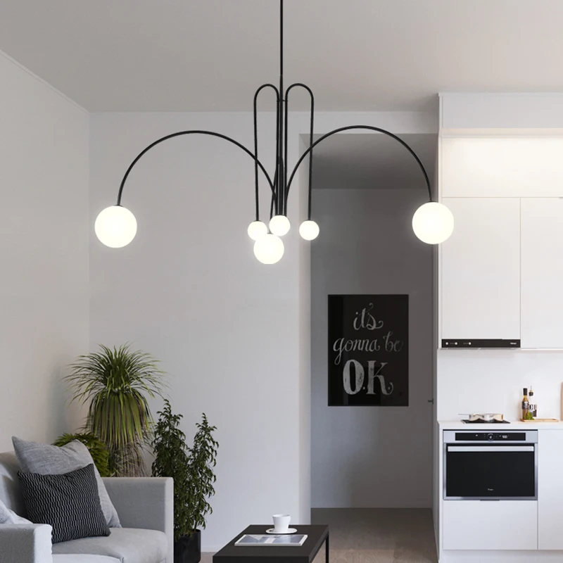 

Modern Designer Glass Ball Chandelier Lighting For Living Room/Bedroom/Office Nordice Hanging Light Vintage LED Light Fixture