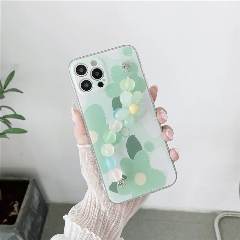 Чехол для телефона с бусинами цепочками и цветами iPhone 13 Pro MAX 12 11 X XR XS SE2 7 Plus 6 6s