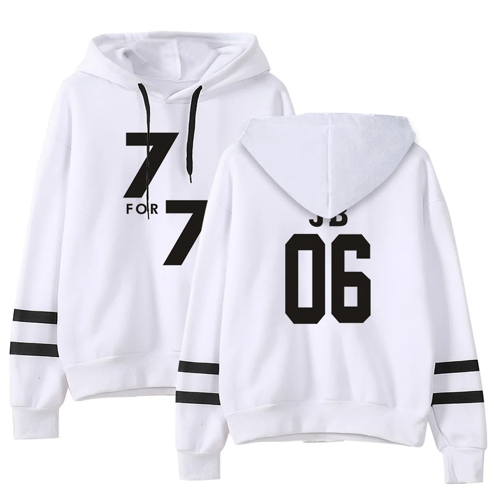 

Kpop GOT7 Sweatshirt Women Harajuku Casual Tracksuit Loose Hoodie Sweatshirt Korean Style Loose Sweatshirts Stripe Soft Simple