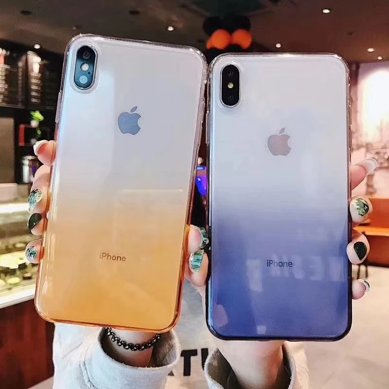 Цветной градиентный тонкий прозрачный мягкий Силиконовый ТПУ чехол для телефона