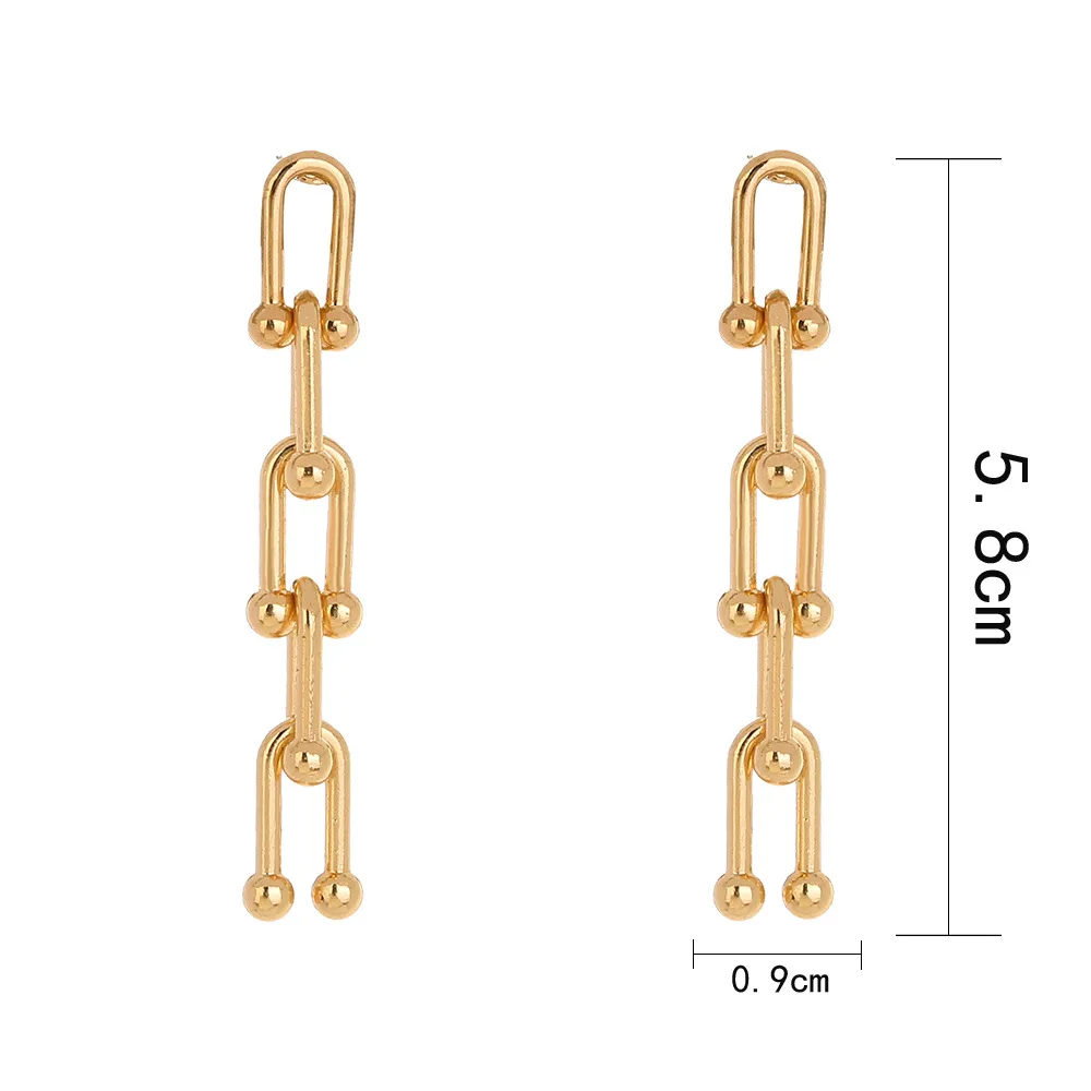 

2020 New Punk U Shape Geometric Long Earrings Gold color metal Earrings For Women Girls Party Jewelry Gifts