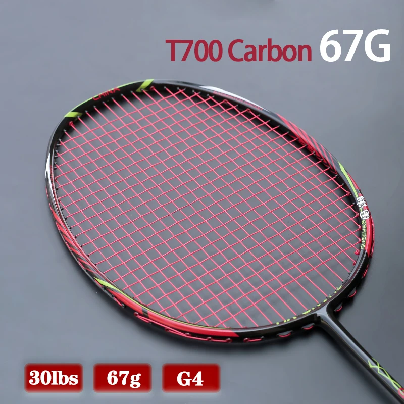 

Professional Light Weight 7U 67G Strung Badminton Rackets Full T700 Carbon Fiber Badminton Racquet G4 22-30LBS Bags Adult