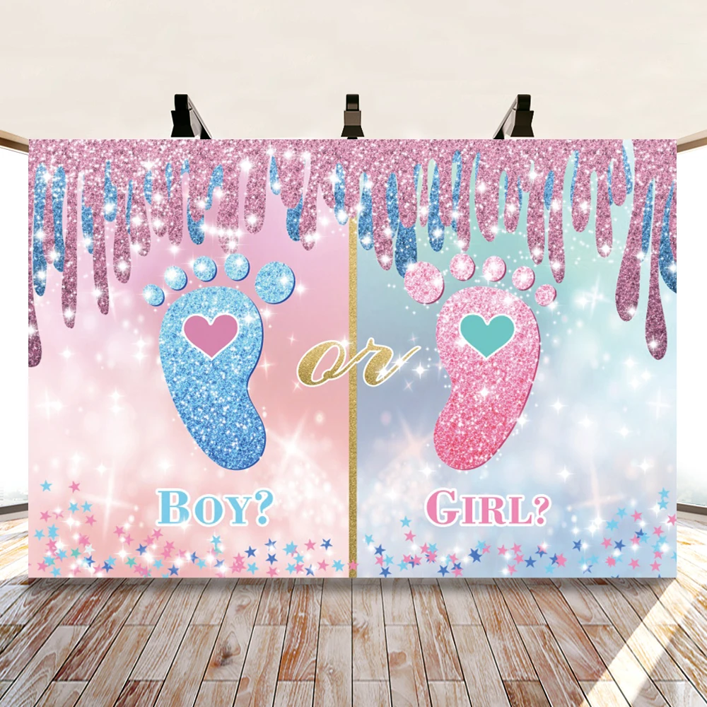 

Yeele Baby Shower Cartoon Footprint Light Bokeh Photography Backdrop Personalized Photographic Backgrounds For Photo Studio
