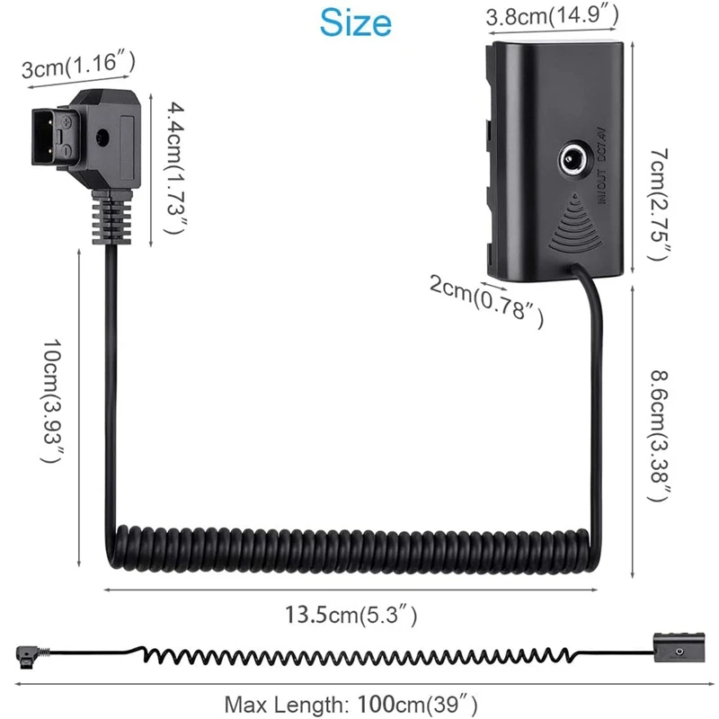Power Adapter Cable for D-Tap Connector to NP-F Dummy Battery Sony NP F550 F570 F770 F970 | Электроника
