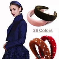 2019 thick velvet headbands women wide head band headwear elasticity hairbands elegant girl hair accessories vintage headband