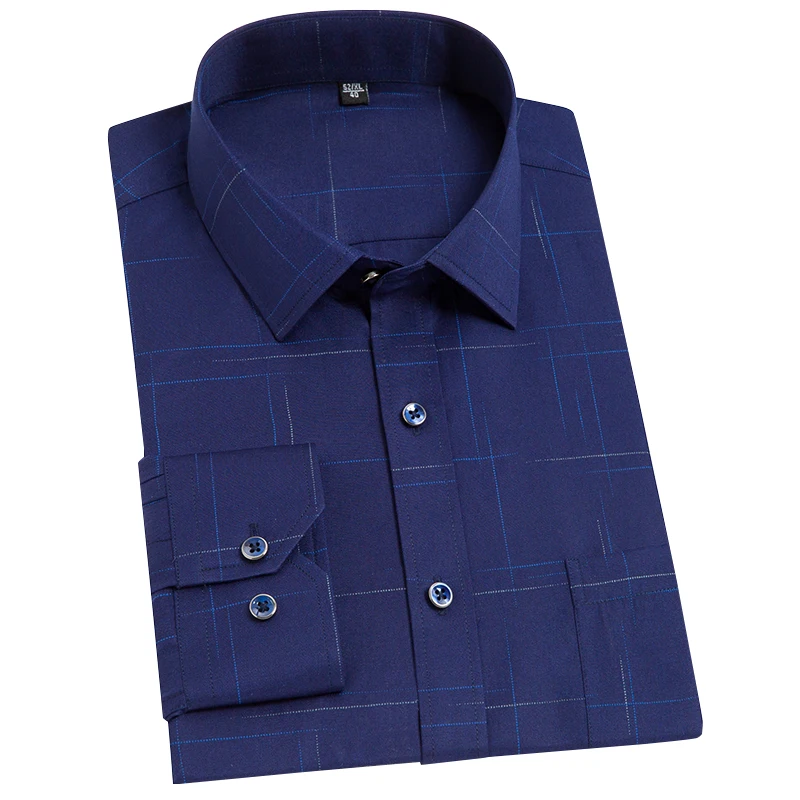 

Мужская Повседневная рубашка на пуговицах, однотонная Классическая рубашка из бамбукового волокна с длинными рукавами, накладным нагрудны...