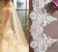 2021 3m whiteivory long wedding veil women cathedral length lace edge wedding bridal veil with comb wedding accessories