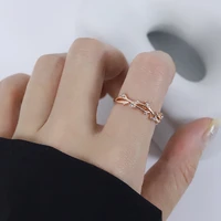 korean version of small fresh ring art inlaid branch opening single ring creative cross rattan adjustable ring jewelry wholesale