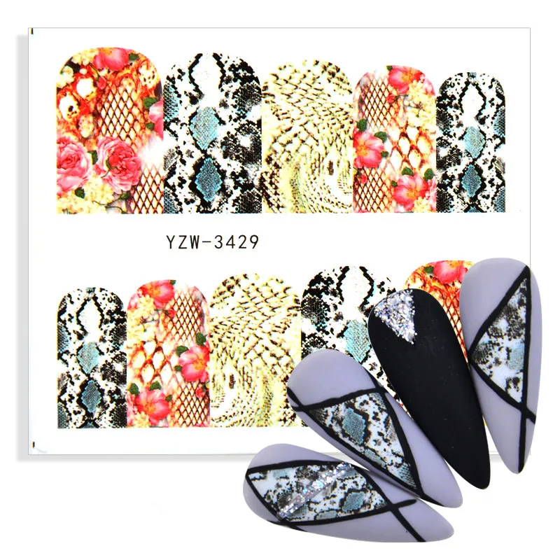 

1 Sheet Leopard Nail Sticker Sexy Wild Animal Abstract Lady Face Water Decal Letters Geometric Butterfly Flower Cartoon Decore