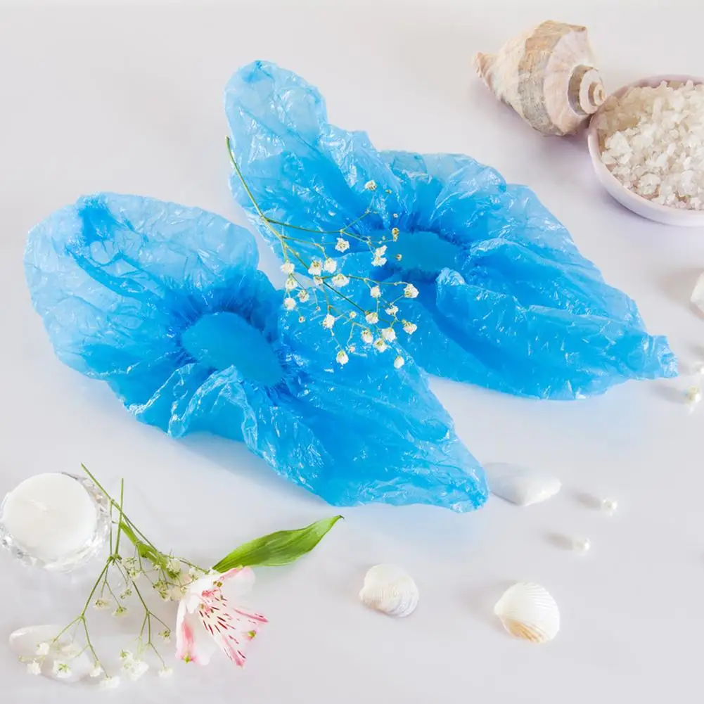 

100pcs Disposable Waterproof Boot Rain Shoes Boot Covers Plastic Overshoes Carpet Floor Protector Thick Cleaning Shoe