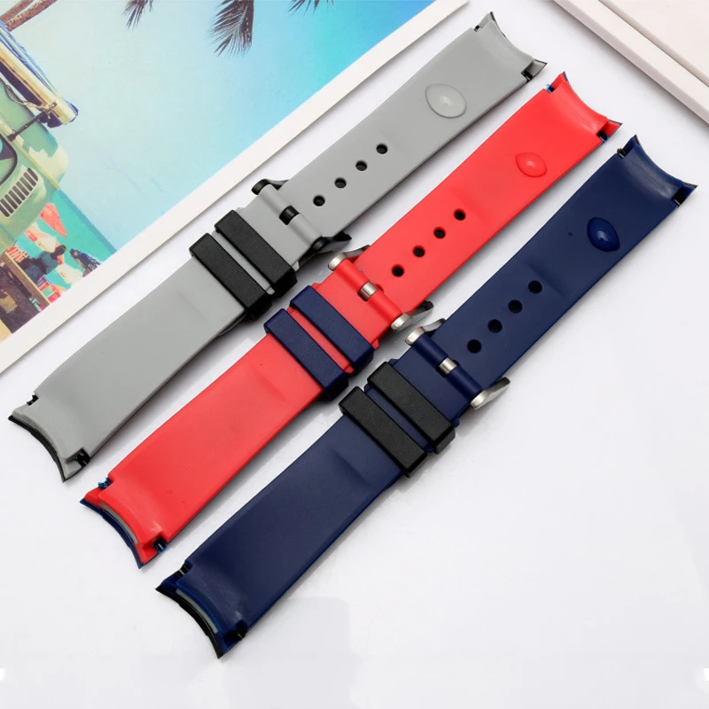 20mm 22mm Rubber Watch Strap Double Color Curved End Silicone Watchband Replacement Wristband For Omega Brand Watch Band