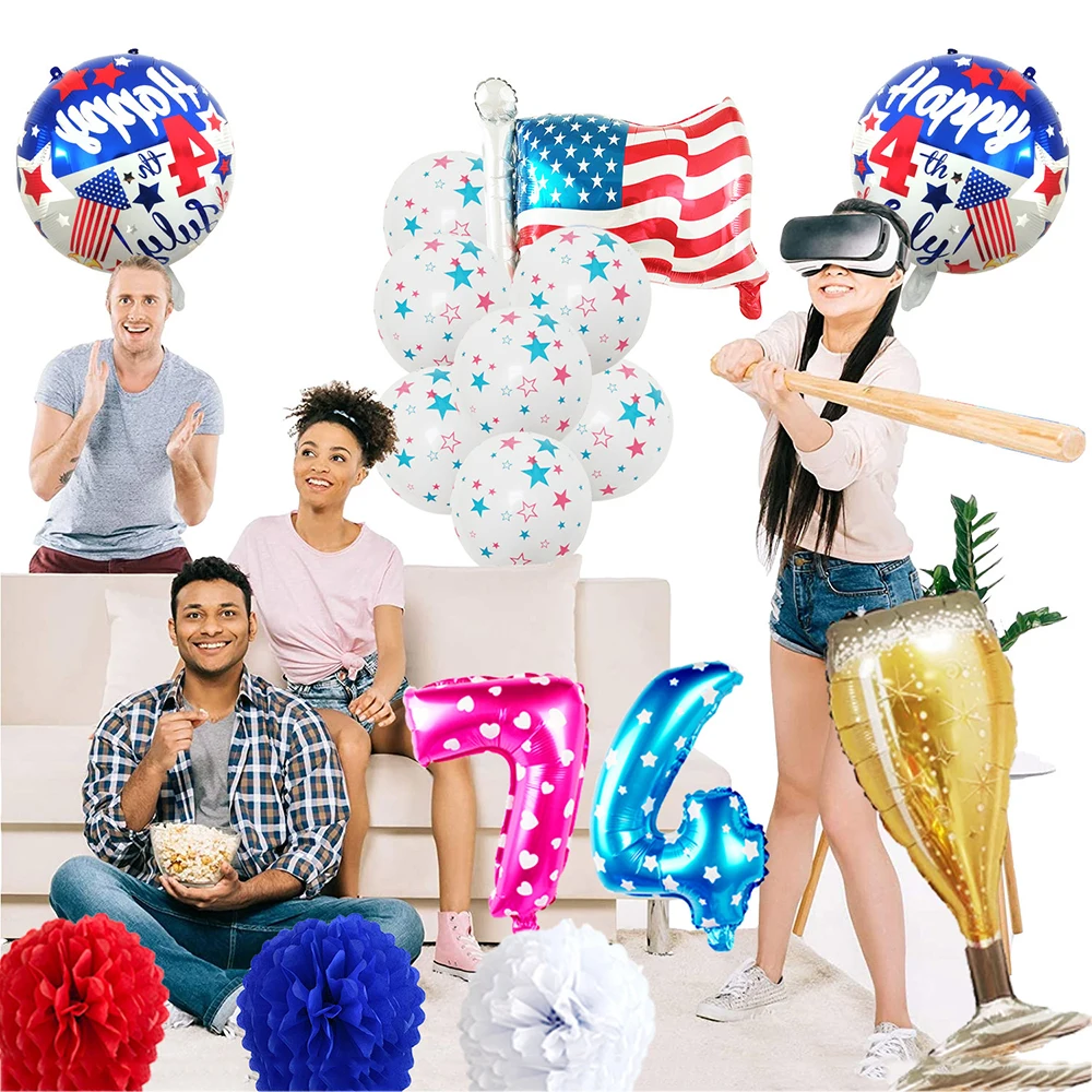 

Алюминиевая пленка размером 18 дюймов для Дня независимости, фотообои с цифрами, цифрами и звездами