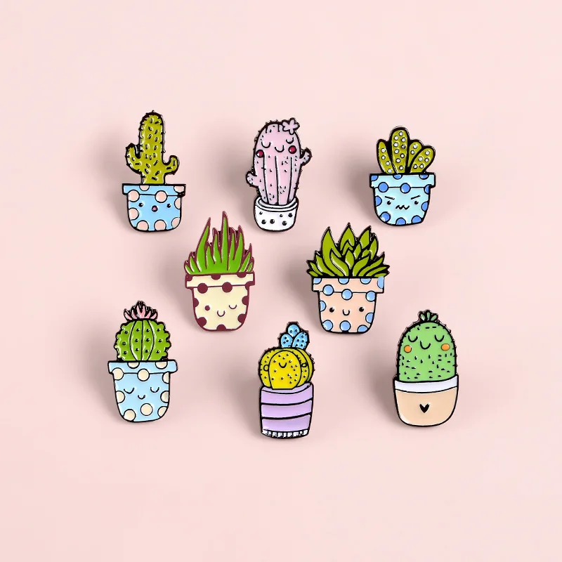 

New Pink Green Blue Cute Plant Cactus Brooch Fashion Personality Cute Cartoon Plant Badge Denim Backpack Backpack Pendant Gift