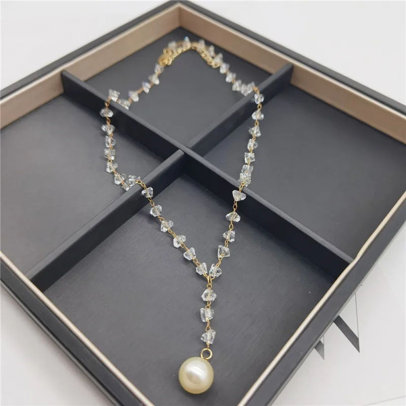 

Vintage Pearl Pendant Necklace for Women Fashion Crystal Chain Choker Necklace Charm Luxury Trend Aesthetics Jewelry Collar Gift