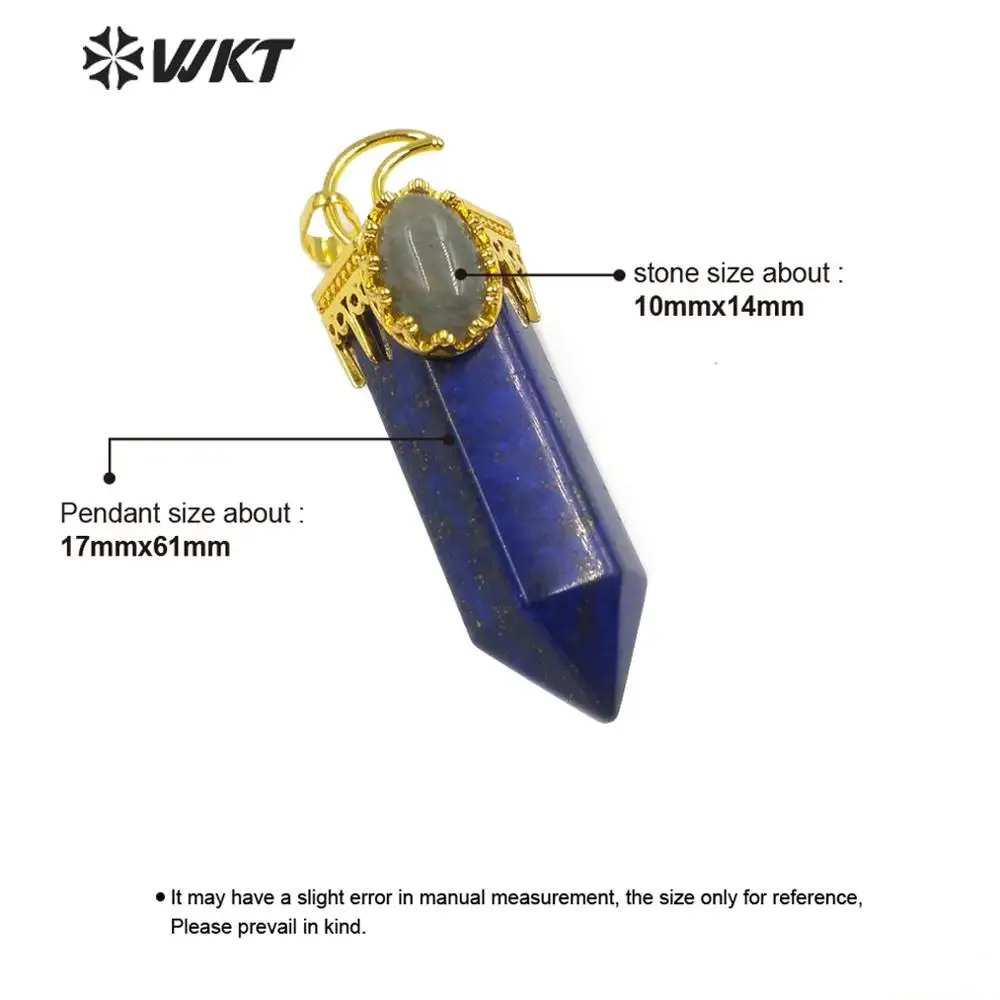 WT-P1492 кулон из натурального камня Специальный карандаш Хрустальная колонна форма ручной работы Золотой гальванический кулон для женщин Шарм ювелирные изделия