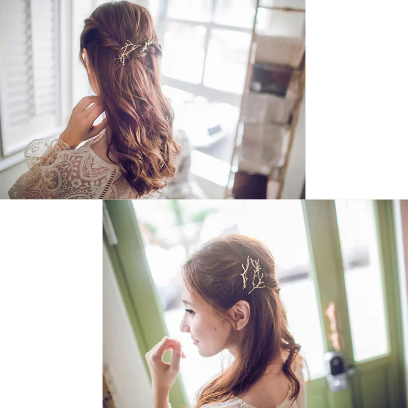 2 цвета модные заколки для волос девочек женские металлические в виде веток и