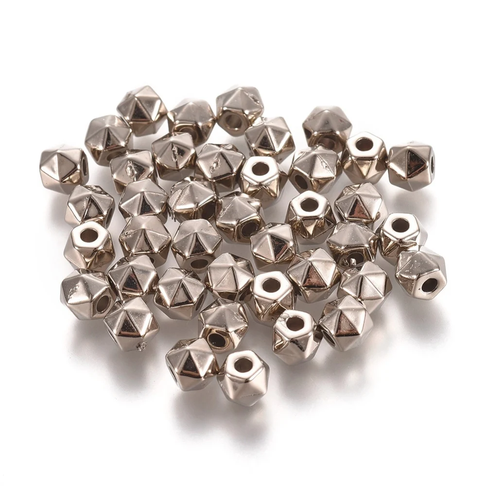 

100PCS CCB Plastic Beads Column Platinum 4x5mm Hole: 1.6mm
