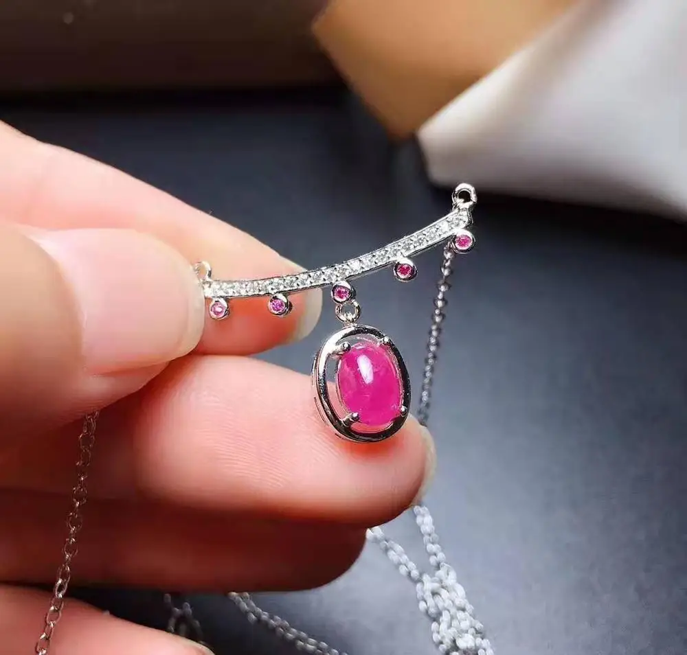 Натуральный рубин S925 чистое серебро диаопсид элегантные подходящие ювелирные