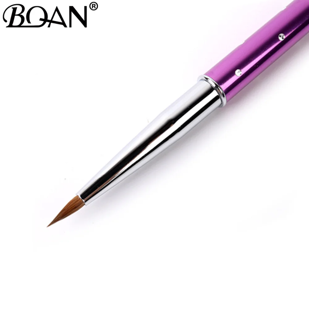 

BQAN 1PCS 3D Nail Brush Purple Nails Brush Art Acrylic Pure Kolinsky Sable Brush 3D Painting Pen Drawing Brush