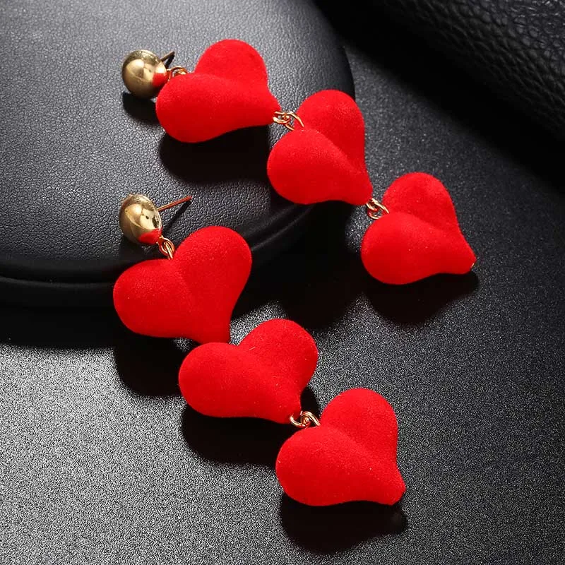ZHEN TOMOMI корейские эффектные милые плюшевые тканевые серьги с сердцем для женщин