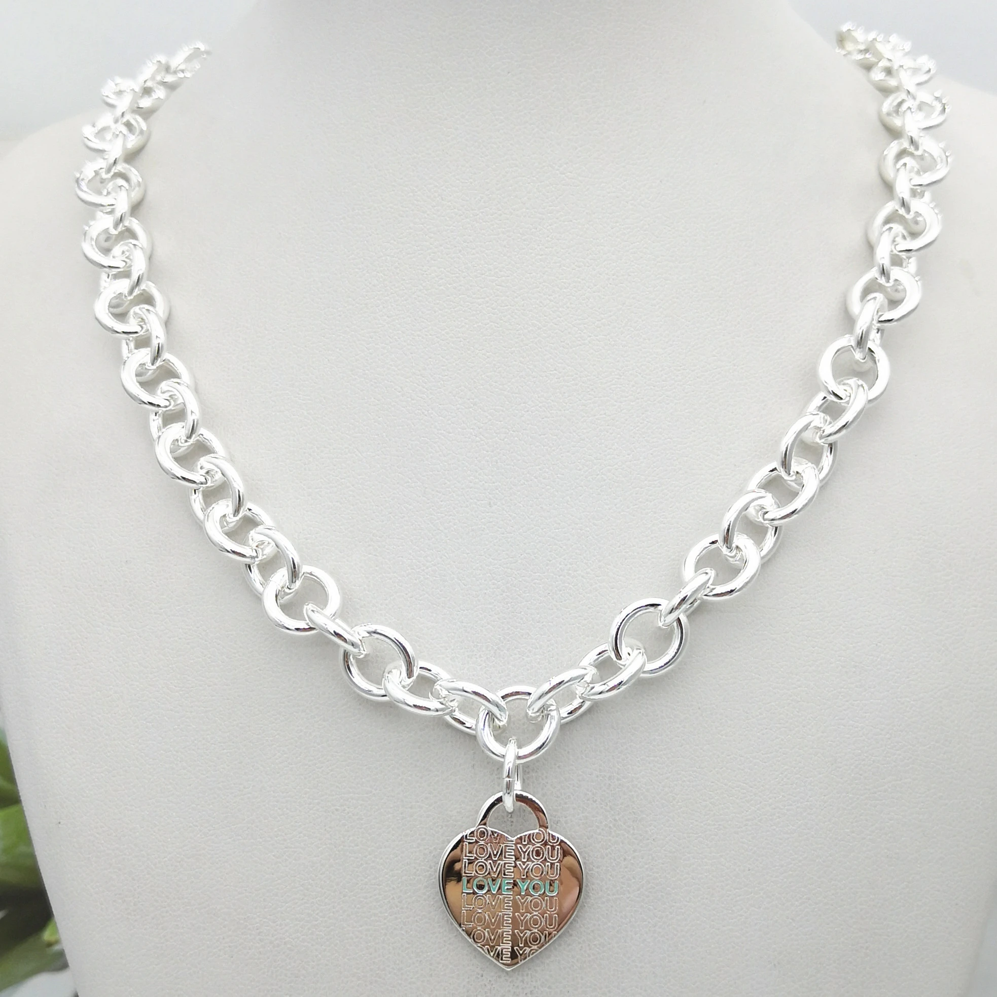 

Men's and women's Silver Necklace 925 pure silver enamel original product classic personality heart-shaped pendant