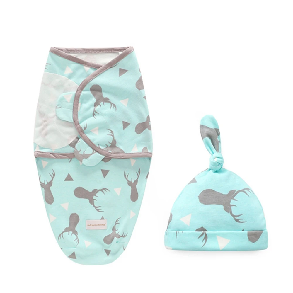 Style 15 small CALOFE/комплект из 2 предметов; пеленка для новорожденных+ шапочка; хлопковое детское одеяло; постельные принадлежности с героями мультфильмов; милый спальный мешок для детей 0-6 месяцев - Цвет: Style 15 small