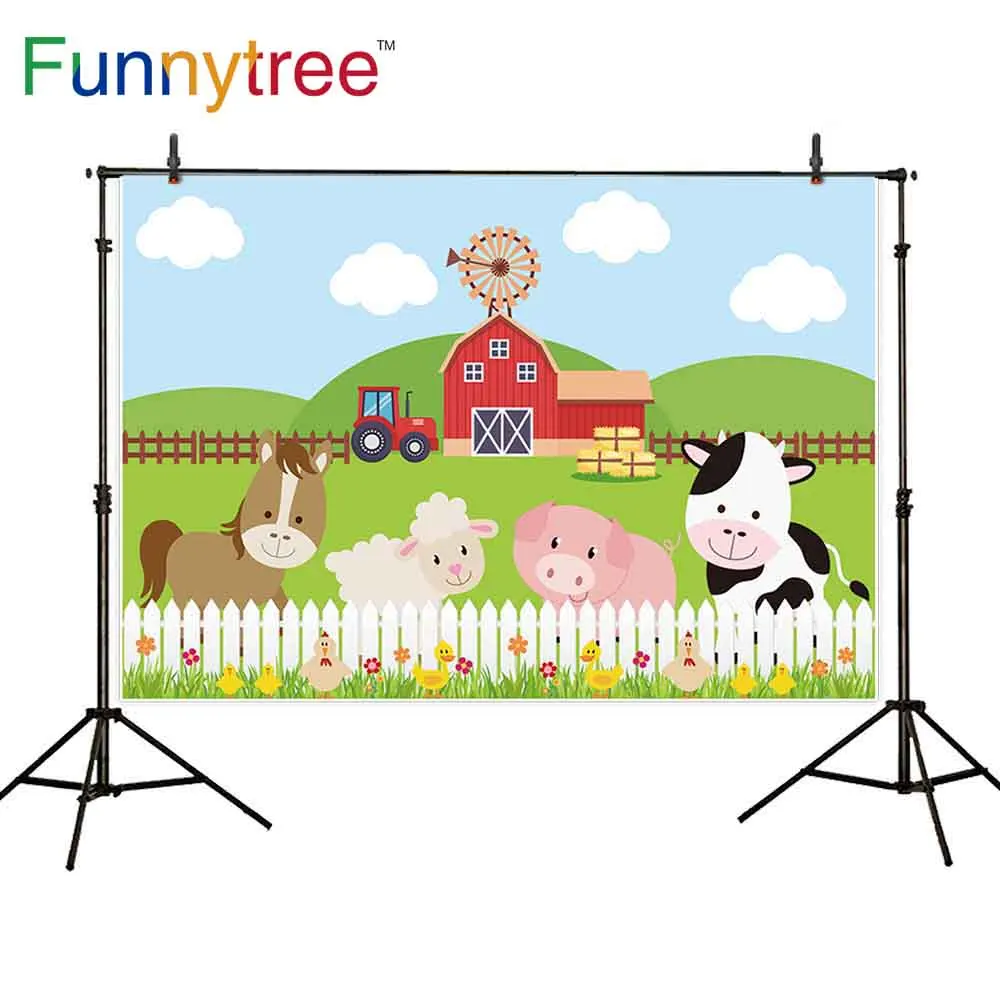 Виниловый фон Funnytree для фотосъемки на день рождения с изображением фермы стога