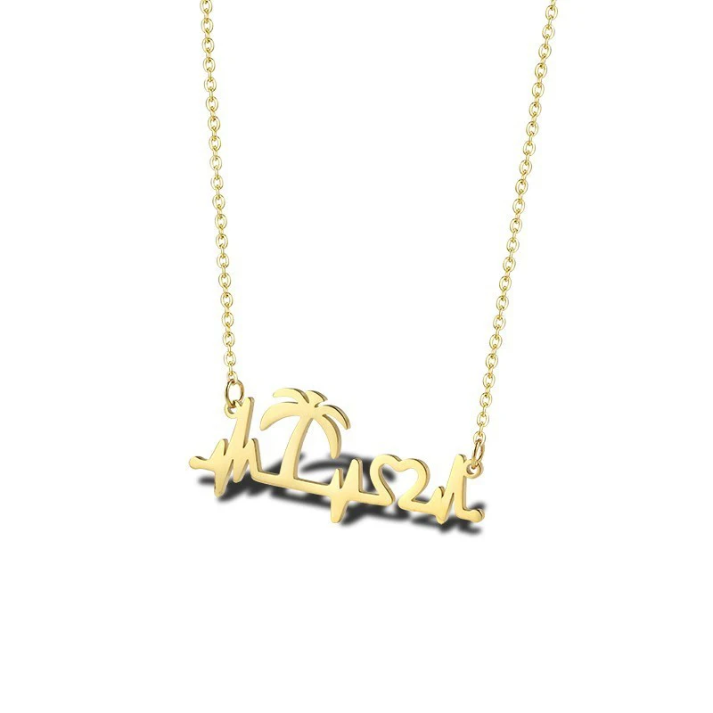 Ожерелья с кокосовым деревом RIR ожерелья электрокардиограммой сердцебиение