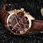 Часы LIGE мужские наручные кварцевые, брендовые Роскошные водонепроницаемые с коричневым кожаным ремешком, с датой и 24-часовым циферблатом, 2021